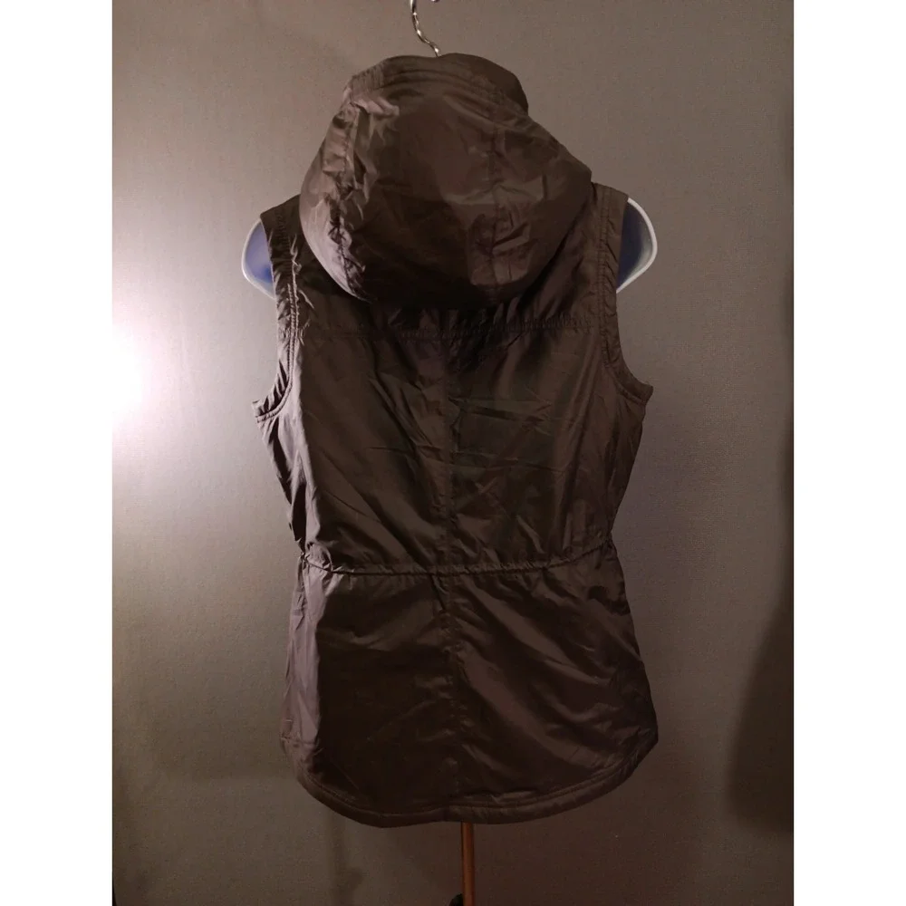 Columbia Gray Zip Up Hooded Insulated Water Resistant Vest Womens Size M Y2K NWT